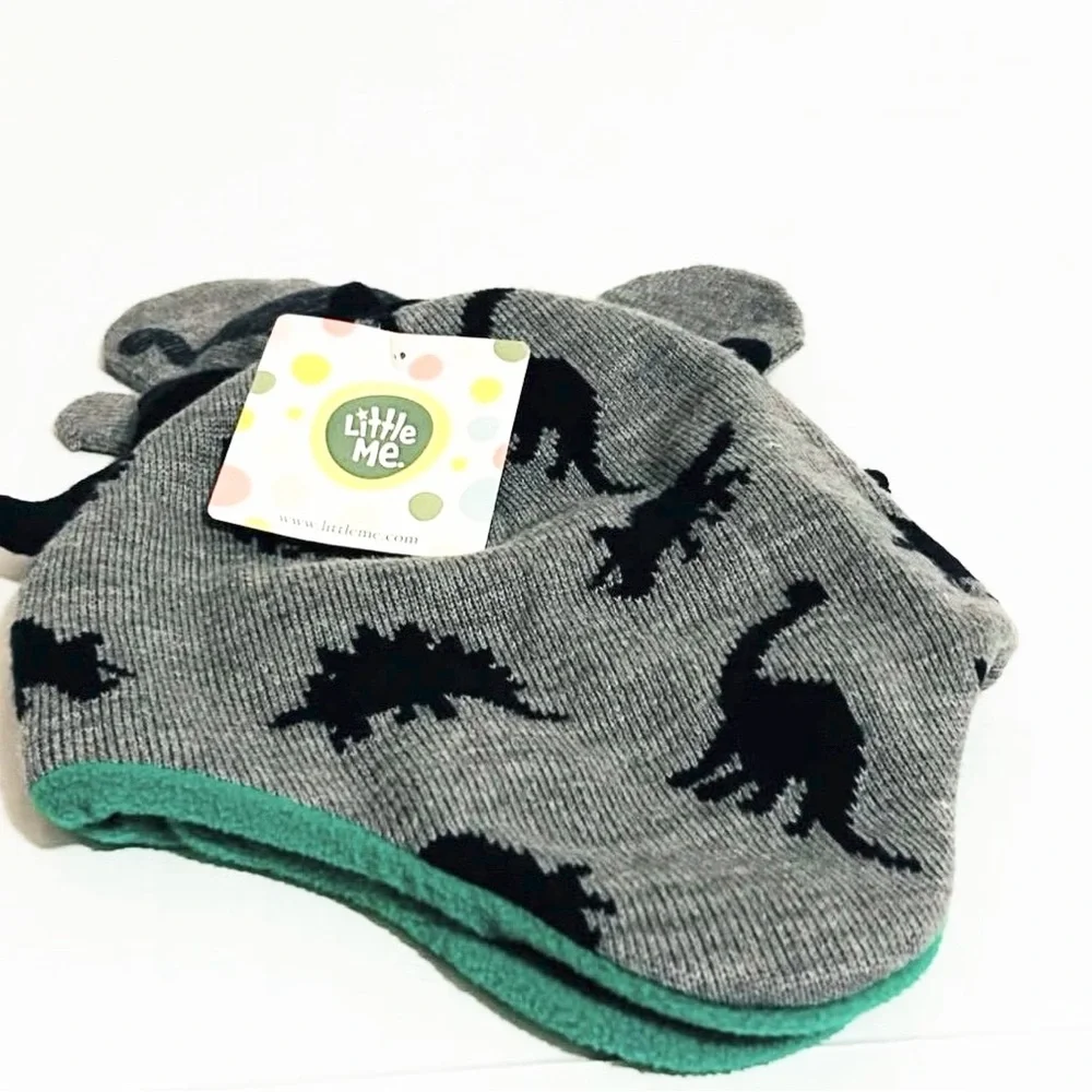 Little Me Toddler Boys Dino Hat and Mittens 2pc Set Size 12M-24M